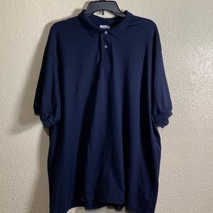 Men's Polo Shirts -Stedman Hanes  Short Sleeve 2XL Navy Blue Stretchy Pullover